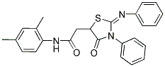 (E)-N-(2,4-DIMETHYLPHENYL)-2-(4-OXO-3-PHENYL-2-(PHENYLIMINO)THIAZOLIDIN-5-YL)ACETAMIDE Struktur