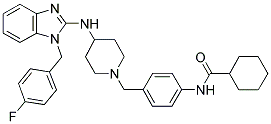 CYCLOHEXANECARBOXYLIC ACID (4-(4-[1-(4-FLUORO-BENZYL)-1H-BENZOIMIDAZOL-2-YLAMINO]-PIPERIDIN-1-YLMETHYL)-PHENYL)-AMIDE Struktur