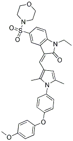 (Z)-1-ETHYL-3-((1-(4-(4-METHOXYPHENOXY)PHENYL)-2,5-DIMETHYL-1H-PYRROL-3-YL)METHYLENE)-5-(MORPHOLINOSULFONYL)INDOLIN-2-ONE Struktur