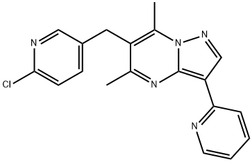 6-[(6-CHLORO-3-PYRIDINYL)METHYL]-5,7-DIMETHYL-3-(2-PYRIDINYL)PYRAZOLO[1,5-A]PYRIMIDINE Struktur