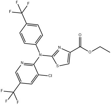 ETHYL 2-[[3-CHLORO-5-(TRIFLUOROMETHYL)-2-PYRIDINYL]-4-(TRIFLUOROMETHYL)ANILINO]-1,3-THIAZOLE-4-CARBOXYLATE Struktur