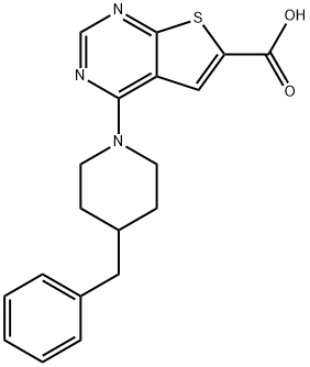 4-(4-BENZYLPIPERIDINO)THIENO[2,3-D]PYRIMIDINE-6-CARBOXYLIC ACID Struktur