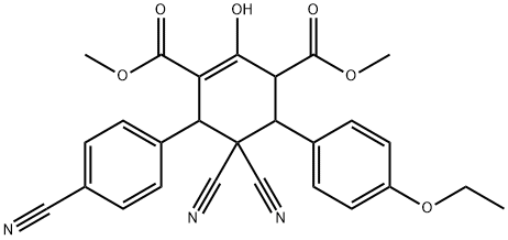 DIMETHYL 5,5-DICYANO-6-(4-CYANOPHENYL)-4-(4-ETHOXYPHENYL)-2-HYDROXY-1-CYCLOHEXENE-1,3-DICARBOXYLATE Struktur