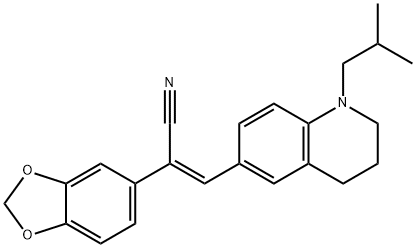 (Z)-2-(1,3-BENZODIOXOL-5-YL)-3-(1-ISOBUTYL-1,2,3,4-TETRAHYDRO-6-QUINOLINYL)-2-PROPENENITRILE Struktur