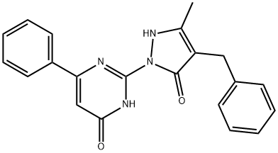 2-(4-BENZYL-3-METHYL-5-OXO-2,5-DIHYDRO-1H-PYRAZOL-1-YL)-6-PHENYL-4(3H)-PYRIMIDINONE Struktur