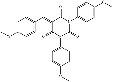 1,3-BIS(4-METHOXYPHENYL)-5-((4-METHYLTHIOPHENYL)METHYLENE)-1,3-DIAZAPERHYDROINE-2,4,6-TRIONE Struktur