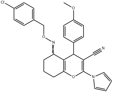 5-([(4-CHLOROBENZYL)OXY]IMINO)-4-(4-METHOXYPHENYL)-2-(1H-PYRROL-1-YL)-5,6,7,8-TETRAHYDRO-4H-CHROMENE-3-CARBONITRILE Struktur