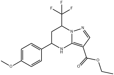 5-(4-METHOXY-PHENYL)-7-TRIFLUOROMETHYL-4,5,6,7-TETRAHYDRO-PYRAZOLO[1,5-A]PYRIMIDINE-3-CARBOXYLIC ACID ETHYL ESTER Struktur