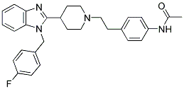 N-[4-(2-(4-[1-(4-FLUORO-BENZYL)-1H-BENZOIMIDAZOL-2-YL]-PIPERIDIN-1-YL)-ETHYL)-PHENYL]-ACETAMIDE Struktur