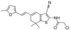 2-CHLORO-N-[3-CYANO-7,7-DIMETHYL-5-[2-(5-METHYL-FURAN-2-YL)-VINYL]-6,7-DIHYDRO-BENZO[B]THIOPHEN-2-YL]-ACETAMIDE Struktur