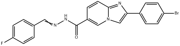 2-(4-BROMOPHENYL)-N'-[(E)-(4-FLUOROPHENYL)METHYLIDENE]IMIDAZO[1,2-A]PYRIDINE-6-CARBOHYDRAZIDE Struktur