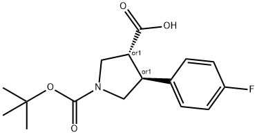 BOC-(TRANS)-4-(4-FLUORO-PHENYL)-PYRROLIDINE-3-CARBOXYLIC ACID Struktur