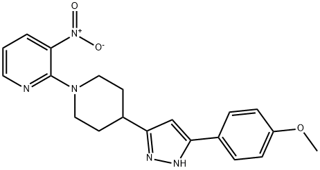 4-[5-(4-METHOXYPHENYL)-1H-PYRAZOL-3-YL]-1-(3-NITRO-2-PYRIDINYL)PIPERIDINE Struktur