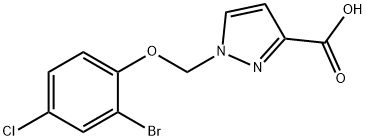 1-(2-BROMO-4-CHLORO-PHENOXYMETHYL)-1 H-PYRAZOLE-3-CARBOXYLIC ACID Struktur