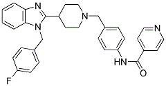 N-(4-(4-[1-(4-FLUORO-BENZYL)-1H-BENZOIMIDAZOL-2-YL]-PIPERIDIN-1-YLMETHYL)-PHENYL)-ISONICOTINAMIDE Struktur