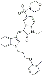 (Z)-1-ETHYL-5-(MORPHOLINOSULFONYL)-3-((1-(3-(O-TOLYLOXY)PROPYL)-1H-INDOL-3-YL)METHYLENE)INDOLIN-2-ONE Struktur