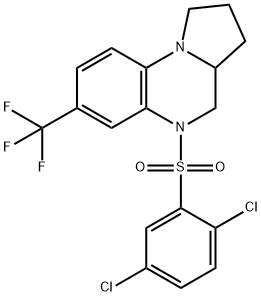 5-[(2,5-DICHLOROPHENYL)SULFONYL]-7-(TRIFLUOROMETHYL)-1,2,3,3A,4,5-HEXAHYDROPYRROLO[1,2-A]QUINOXALINE Struktur