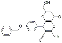 2-AMINO-4-[4-(BENZYLOXY)PHENYL]-6-(HYDROXYMETHYL)-8-OXO-4,8-DIHYDROPYRANO[3,2-B]PYRAN-3-CARBONITRILE Struktur