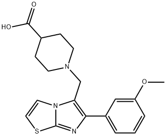 1-[6-(3-METHOXY-PHENYL)-IMIDAZO[2,1-B]THIAZOL-5-YLMETHYL]-PIPERIDINE-4-CARBOXYLIC ACID Struktur