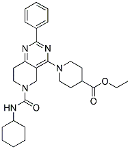 1-(6-CYCLOHEXYLCARBAMOYL-2-PHENYL-5,6,7,8-TETRAHYDRO-PYRIDO[4,3-D]PYRIMIDIN-4-YL)-PIPERIDINE-4-CARBOXYLIC ACID ETHYL ESTER Struktur