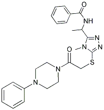 N-(1-(4-METHYL-5-(2-OXO-2-(4-PHENYLPIPERAZIN-1-YL)ETHYLTHIO)-4H-1,2,4-TRIAZOL-3-YL)ETHYL)BENZAMIDE Struktur