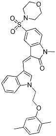 (Z)-3-((1-(2-(2,5-DIMETHYLPHENOXY)ETHYL)-1H-INDOL-3-YL)METHYLENE)-1-METHYL-5-(MORPHOLINOSULFONYL)INDOLIN-2-ONE Struktur