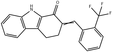 2-((Z)-[2-(TRIFLUOROMETHYL)PHENYL]METHYLIDENE)-4,9-DIHYDRO-1H-CARBAZOL-1(3H)-ONE Struktur