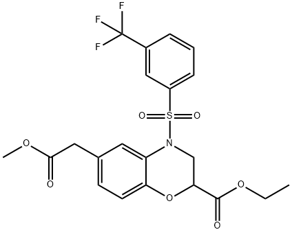 ETHYL 6-(2-METHOXY-2-OXOETHYL)-4-([3-(TRIFLUOROMETHYL)PHENYL]SULFONYL)-3,4-DIHYDRO-2H-1,4-BENZOXAZINE-2-CARBOXYLATE Struktur