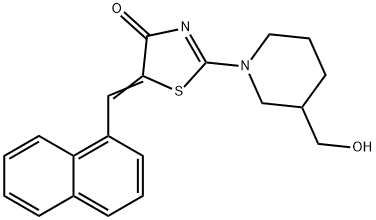 2-[3-(HYDROXYMETHYL)PIPERIDINO]-5-[(E)-1-NAPHTHYLMETHYLIDENE]-1,3-THIAZOL-4(5H)-ONE Struktur