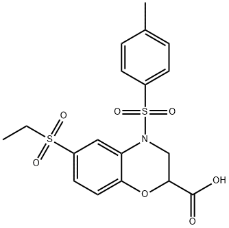 6-(ETHYLSULFONYL)-4-[(4-METHYLPHENYL)SULFONYL]-3,4-DIHYDRO-2H-1,4-BENZOXAZINE-2-CARBOXYLIC ACID Struktur