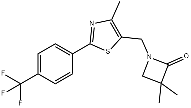 3,3-DIMETHYL-1-((4-METHYL-2-[4-(TRIFLUOROMETHYL)PHENYL]-1,3-THIAZOL-5-YL)METHYL)-2-AZETANONE Struktur