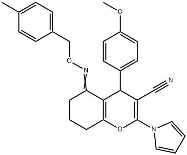 4-(4-METHOXYPHENYL)-5-([(4-METHYLBENZYL)OXY]IMINO)-2-(1H-PYRROL-1-YL)-5,6,7,8-TETRAHYDRO-4H-CHROMENE-3-CARBONITRILE Struktur