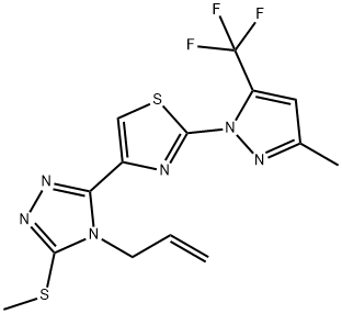 4-ALLYL-3-(METHYLSULFANYL)-5-(2-[3-METHYL-5-(TRIFLUOROMETHYL)-1H-PYRAZOL-1-YL]-1,3-THIAZOL-4-YL)-4H-1,2,4-TRIAZOLE Struktur