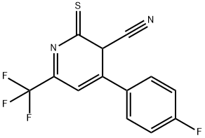 4-(4-FLUORO-PHENYL)-2-THIOXO-6-TRIFLUOROMETHYL-2,3-DIHYDRO-PYRIDINE-3-CARBONITRILE Struktur