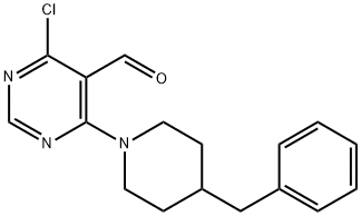 4-(4-BENZYLPIPERIDINO)-6-CHLORO-5-PYRIMIDINECARBALDEHYDE Struktur