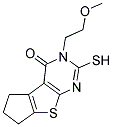 2-MERCAPTO-3-(2-METHOXYETHYL)-3,5,6,7-TETRAHYDRO-4H-CYCLOPENTA[4,5]THIENO[2,3-D]PYRIMIDIN-4-ONE Struktur