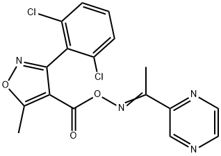 N-(([3-(2,6-DICHLOROPHENYL)-5-METHYL-4-ISOXAZOLYL]CARBONYL)OXY)-N-[(Z)-1-(2-PYRAZINYL)ETHYLIDENE]AMINE Struktur