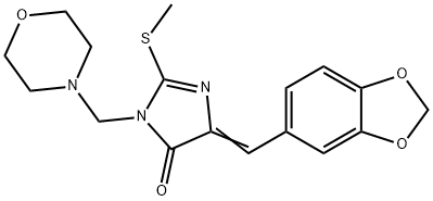 5-(1,3-BENZODIOXOL-5-YLMETHYLENE)-2-(METHYLSULFANYL)-3-(MORPHOLINOMETHYL)-3,5-DIHYDRO-4H-IMIDAZOL-4-ONE Struktur