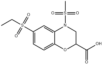 6-(ETHYLSULFONYL)-4-(METHYLSULFONYL)-3,4-DIHYDRO-2H-1,4-BENZOXAZINE-2-CARBOXYLIC ACID Struktur