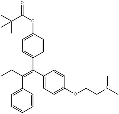 (E)-1-[4-[2-(N,N-DIMETHYLAMINO)ETHOXY]PHENYL]-1-[4-(TRIMETHYLACETOXY)PHENYL]-2-PHENYLBUT-1-ENE Struktur