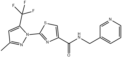 2-[3-METHYL-5-(TRIFLUOROMETHYL)-1H-PYRAZOL-1-YL]-N-(3-PYRIDINYLMETHYL)-1,3-THIAZOLE-4-CARBOXAMIDE Struktur