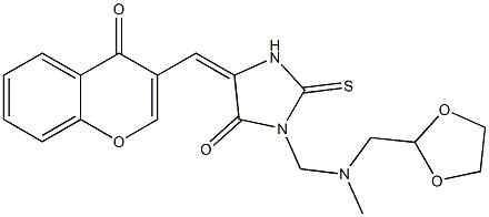 3-([(1,3-DIOXOLAN-2-YLMETHYL)(METHYL)AMINO]METHYL)-5-[(4-OXO-4H-CHROMEN-3-YL)METHYLENE]-2-THIOXOTETRAHYDRO-4H-IMIDAZOL-4-ONE Struktur