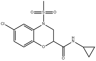 6-CHLORO-N-CYCLOPROPYL-4-(METHYLSULFONYL)-3,4-DIHYDRO-2H-1,4-BENZOXAZINE-2-CARBOXAMIDE Struktur