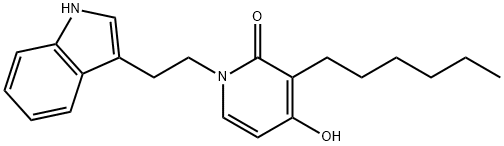 3-HEXYL-4-HYDROXY-1-[2-(1H-INDOL-3-YL)ETHYL]-2(1H)-PYRIDINONE Struktur