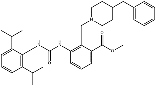 METHYL 2-[(4-BENZYLPIPERIDINO)METHYL]-3-([(2,6-DIISOPROPYLANILINO)CARBONYL]AMINO)BENZENECARBOXYLATE Struktur