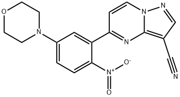 5-(5-MORPHOLINO-2-NITROPHENYL)PYRAZOLO[1,5-A]PYRIMIDINE-3-CARBONITRILE Struktur