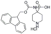 4-(9H-FLUOREN-9-YLMETHOXYCARBONYLAMINO)-PIPERIDINE-4-CARBOXYLIC ACID HYDROCHLORIDE Struktur