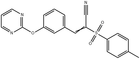 (E)-2-[(4-METHYLPHENYL)SULFONYL]-3-[3-(2-PYRIMIDINYLOXY)PHENYL]-2-PROPENENITRILE Struktur