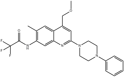 2,2,2-TRIFLUORO-N-[4-(METHOXYMETHYL)-6-METHYL-2-(4-PHENYLPIPERAZINO)-7-QUINOLINYL]ACETAMIDE Struktur