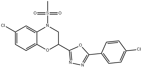 6-CHLORO-2-[5-(4-CHLOROPHENYL)-1,3,4-OXADIAZOL-2-YL]-4-(METHYLSULFONYL)-3,4-DIHYDRO-2H-1,4-BENZOXAZINE Struktur